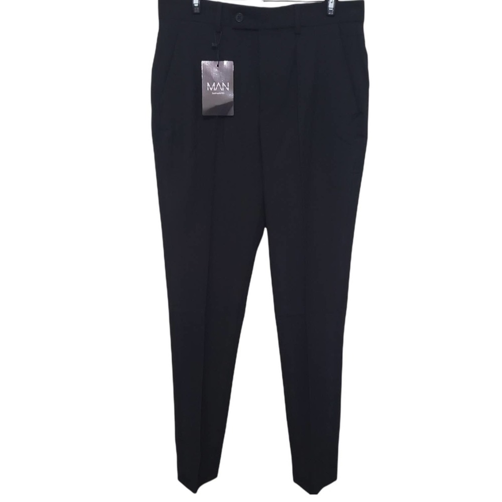 boohooMAN Skinny Plain Tapered Smart Trousers w/Pintuck - NWT - Picture 3 of 11